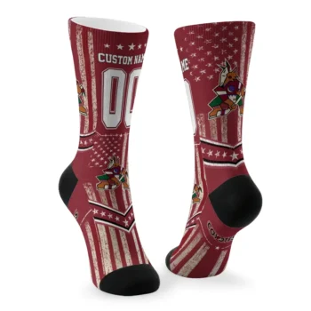 Arizona Coyotes Socks Personalized Star Stripes Red White Fashion Forward