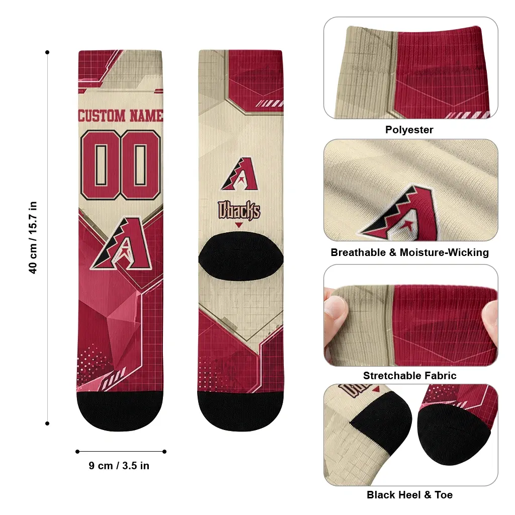 Arizona Diamondbacks Socks Customized Geometric Tech Red High Quality Arizona Diamondbacks Socks Customized Geometric Tech Red High Quality