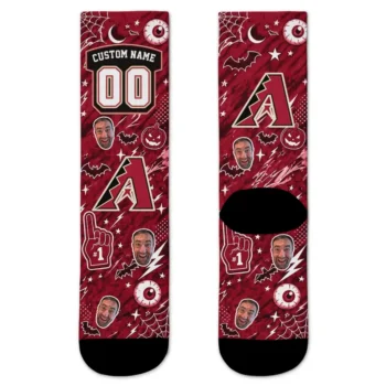 Arizona Diamondbacks Socks Customized Scattered Icons Red Best Selling