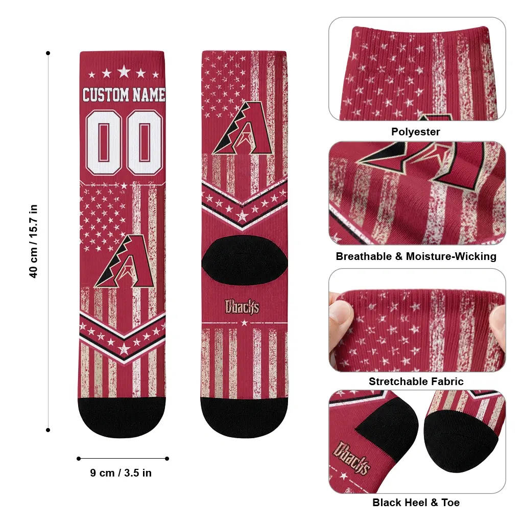 Arizona Diamondbacks Socks Personalized Star Stripes Red White High Quality Arizona Diamondbacks Socks Personalized Star Stripes Red White High Quality