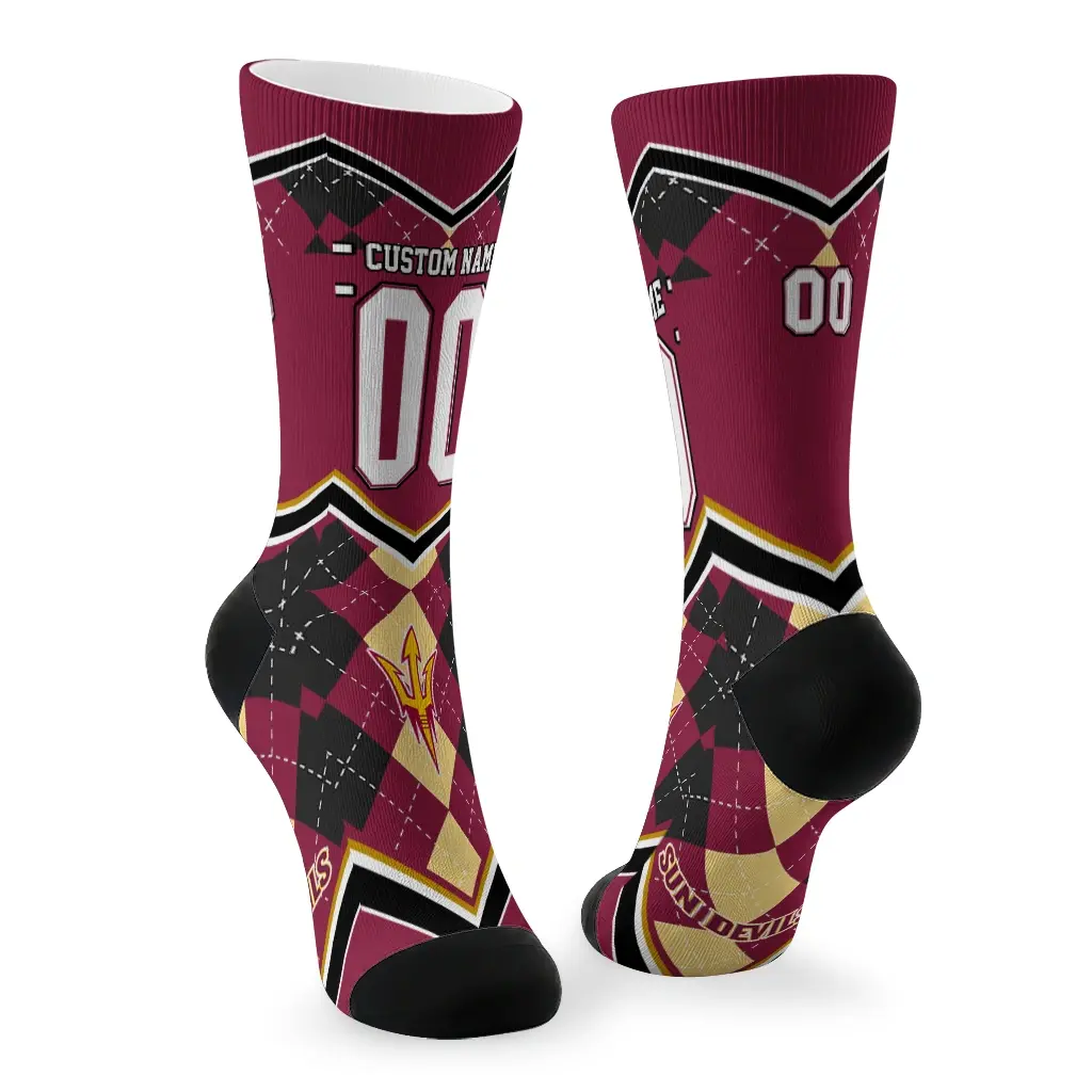 Arizona State Sun Devils Socks Custom Argyle Pattern Maroon Fashion Forward Arizona State Sun Devils Socks Custom Argyle Pattern Maroon Fashion Forward