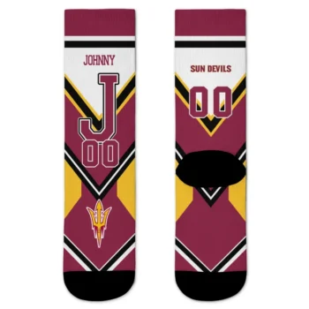 Arizona State Sun Devils Socks Custom Arrow Blocks Maroon Best Selling
