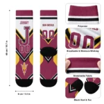 Arizona State Sun Devils Socks Custom Arrow Blocks Maroon Best Selling