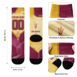 Arizona State Sun Devils Socks Custom Geometric Tech Maroon Best Selling
