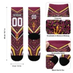 Arizona State Sun Devils Socks Custom Leopard Print Maroon Black Best Selling