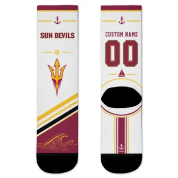 Arizona State Sun Devils Socks Custom Nautical Icons Maroon White Best Selling