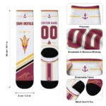 Arizona State Sun Devils Socks Custom Nautical Icons Maroon White Best Selling