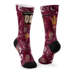 Arizona State Sun Devils Socks Custom Scattered Icons Maroon Best Selling