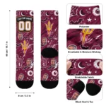 Arizona State Sun Devils Socks Custom Scattered Icons Maroon Best Selling