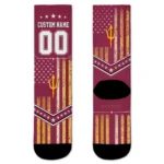Arizona State Sun Devils Socks Custom Star Stripes Maroon White Best Selling