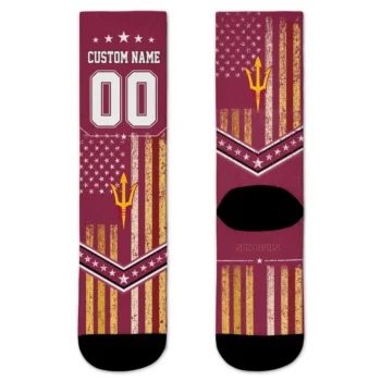 Arizona State Sun Devils Socks Custom Star Stripes Maroon White Best Selling