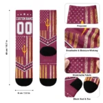 Arizona State Sun Devils Socks Custom Star Stripes Maroon White Best Selling