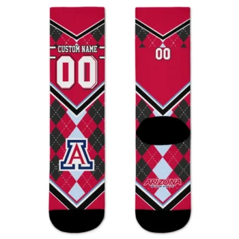 Arizona Wildcats Socks Customized Argyle Pattern Red Best Selling
