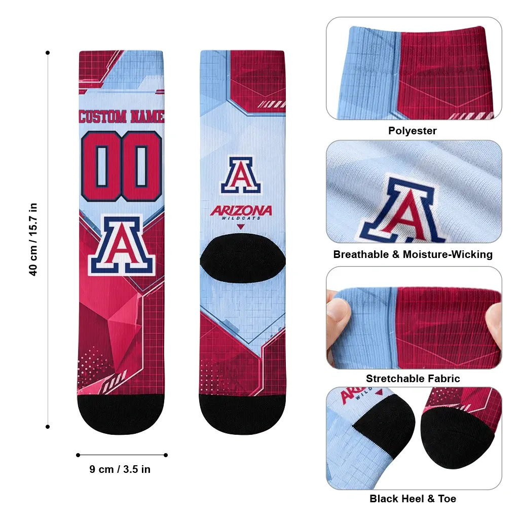 Arizona Wildcats Socks Customized Geometric Tech Red High Quality Arizona Wildcats Socks Customized Geometric Tech Red High Quality