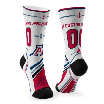Arizona Wildcats Socks Customized Nautical Icons Red White Fashion Forward
