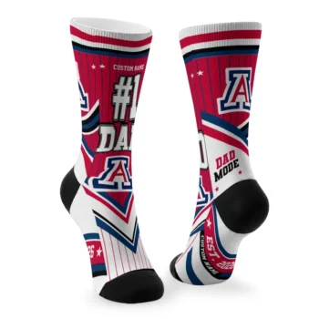 Arizona Wildcats Socks Customized Pinstripe Chevron Red White Fashion Forward