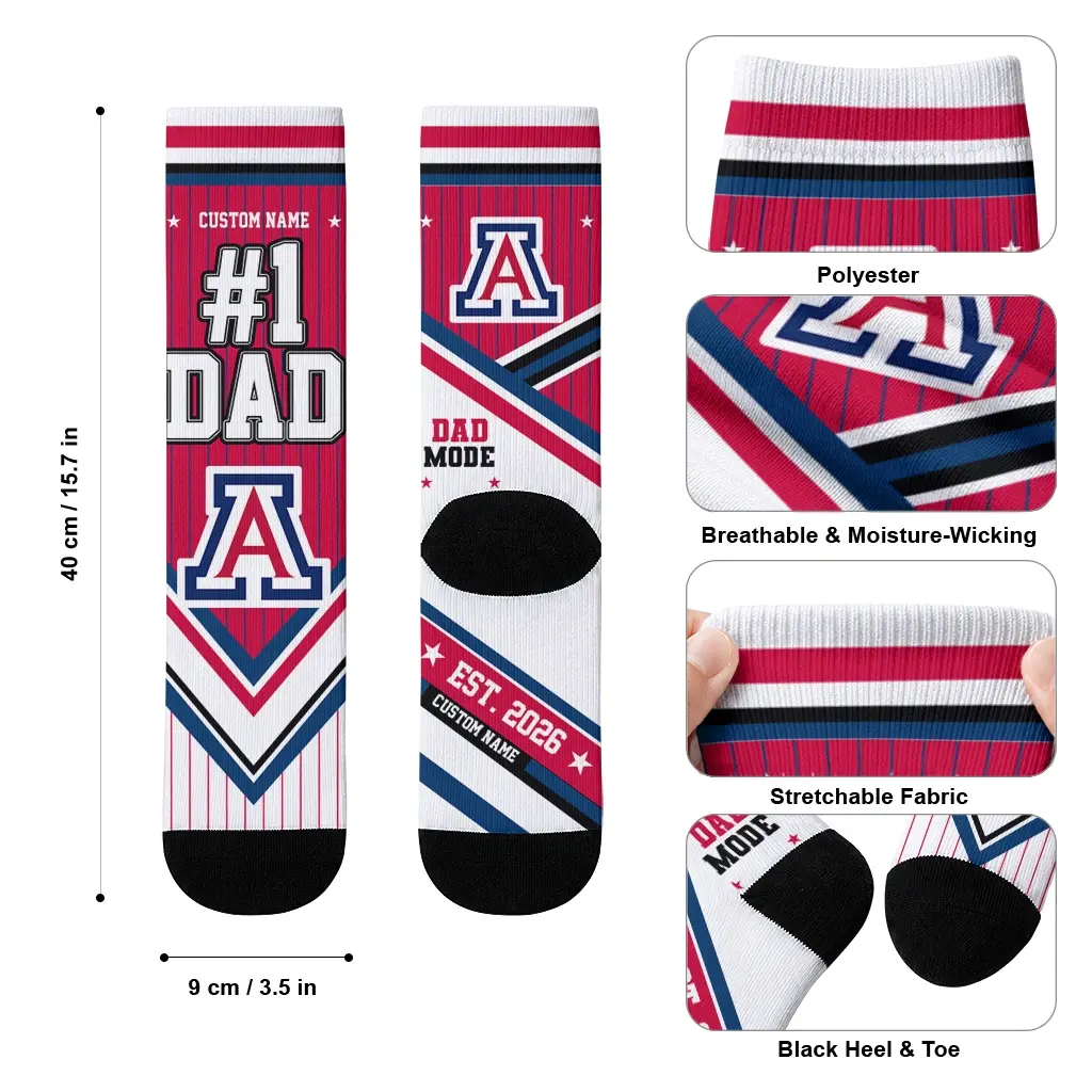 Arizona Wildcats Socks Customized Pinstripe Chevron Red White High Quality Arizona Wildcats Socks Customized Pinstripe Chevron Red White High Quality