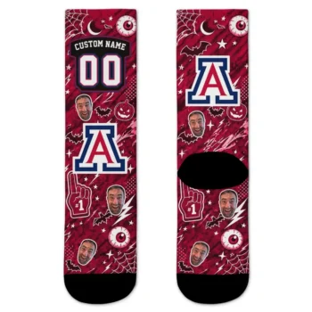 Arizona Wildcats Socks Customized Scattered Icons Red Best Selling