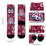 Arizona Wildcats Socks Customized Scattered Icons Red Best Selling