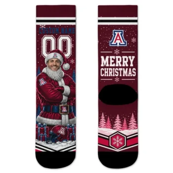 Arizona Wildcats Socks Customized Snowy Scene Red White Best Selling