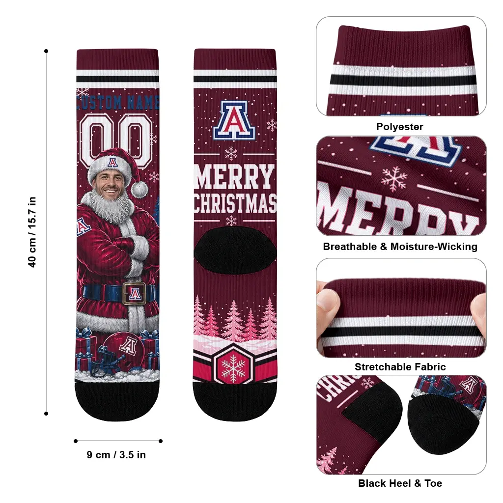 Arizona Wildcats Socks Customized Snowy Scene Red White High Quality Arizona Wildcats Socks Customized Snowy Scene Red White High Quality