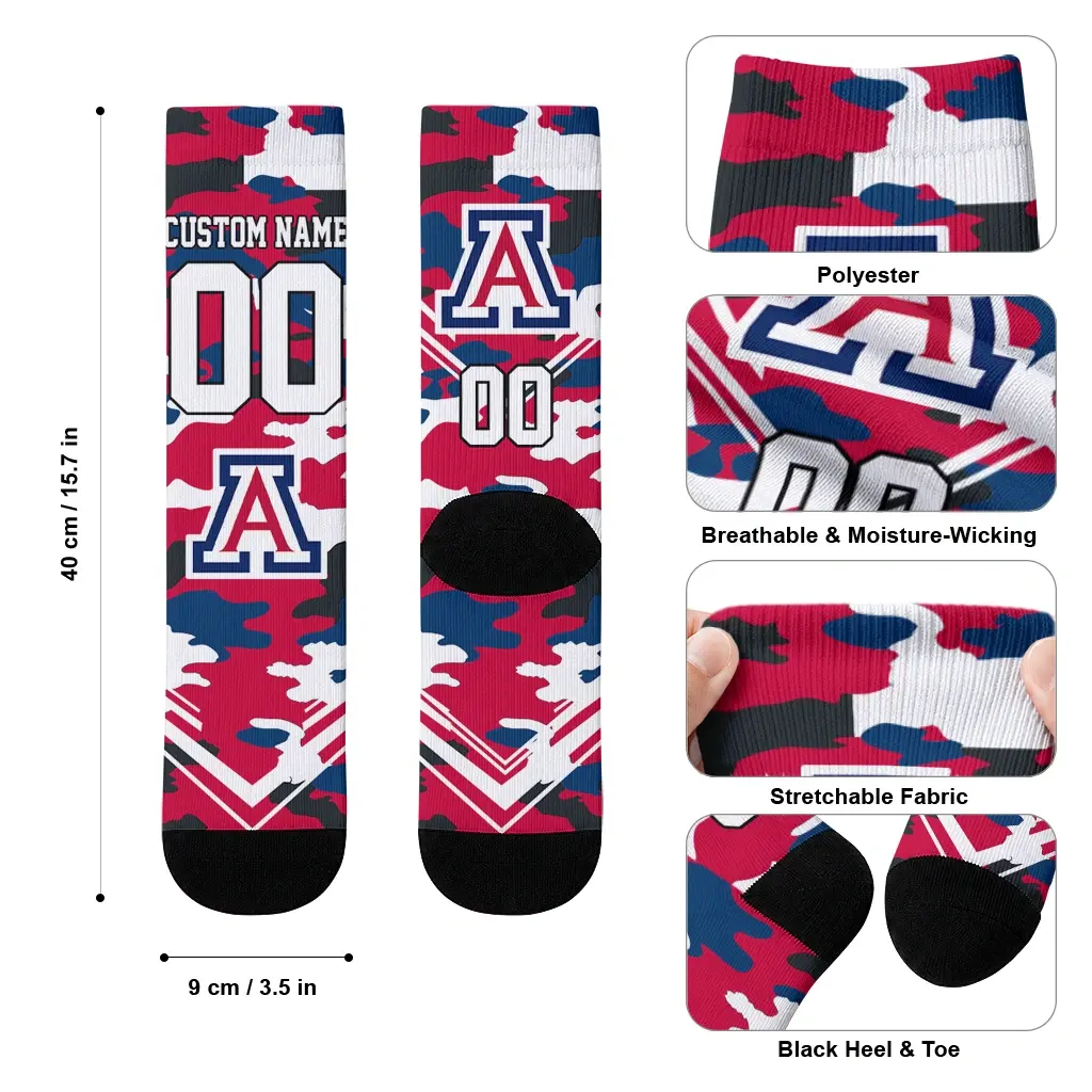 Arizona Wildcats Socks Customized Woodland Camo Red High Quality Arizona Wildcats Socks Customized Woodland Camo Red High Quality