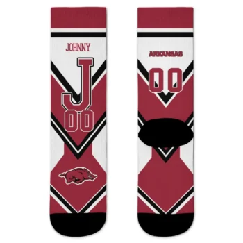 Arkansas Razorbacks Socks Customized Arrow Blocks Red Best Selling