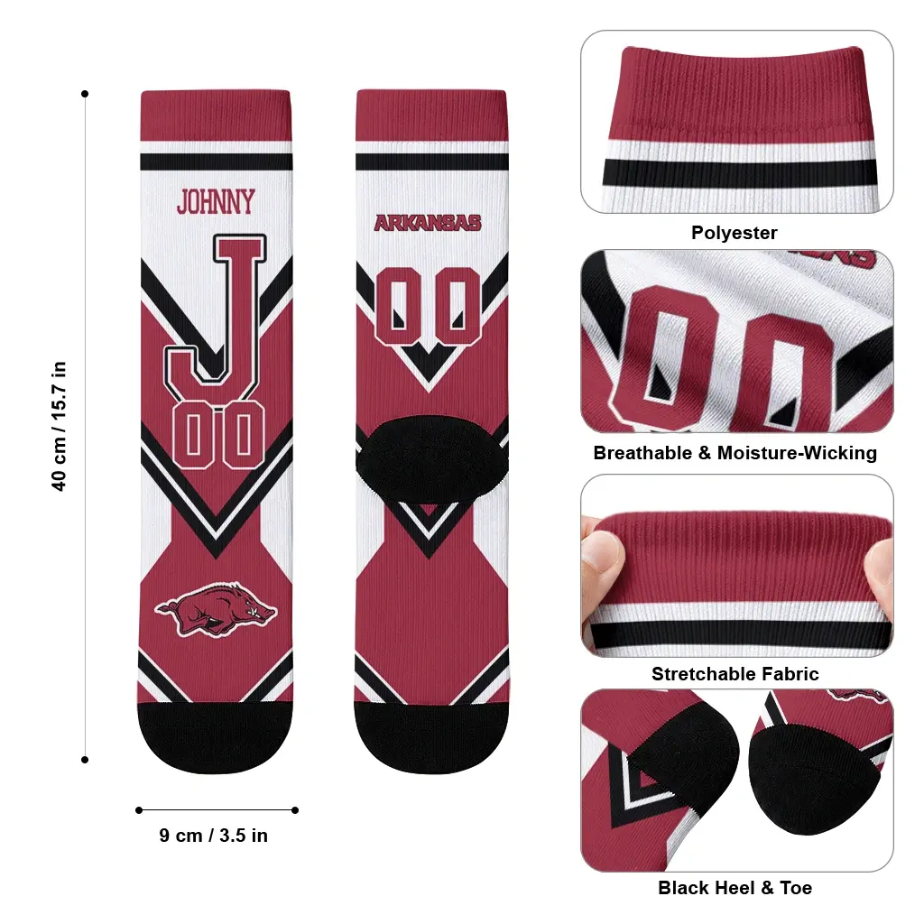 Arkansas Razorbacks Socks Customized Arrow Blocks Red High Quality Arkansas Razorbacks Socks Customized Arrow Blocks Red High Quality