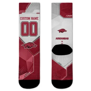 Arkansas Razorbacks Socks Customized Geometric Tech Red Best Selling