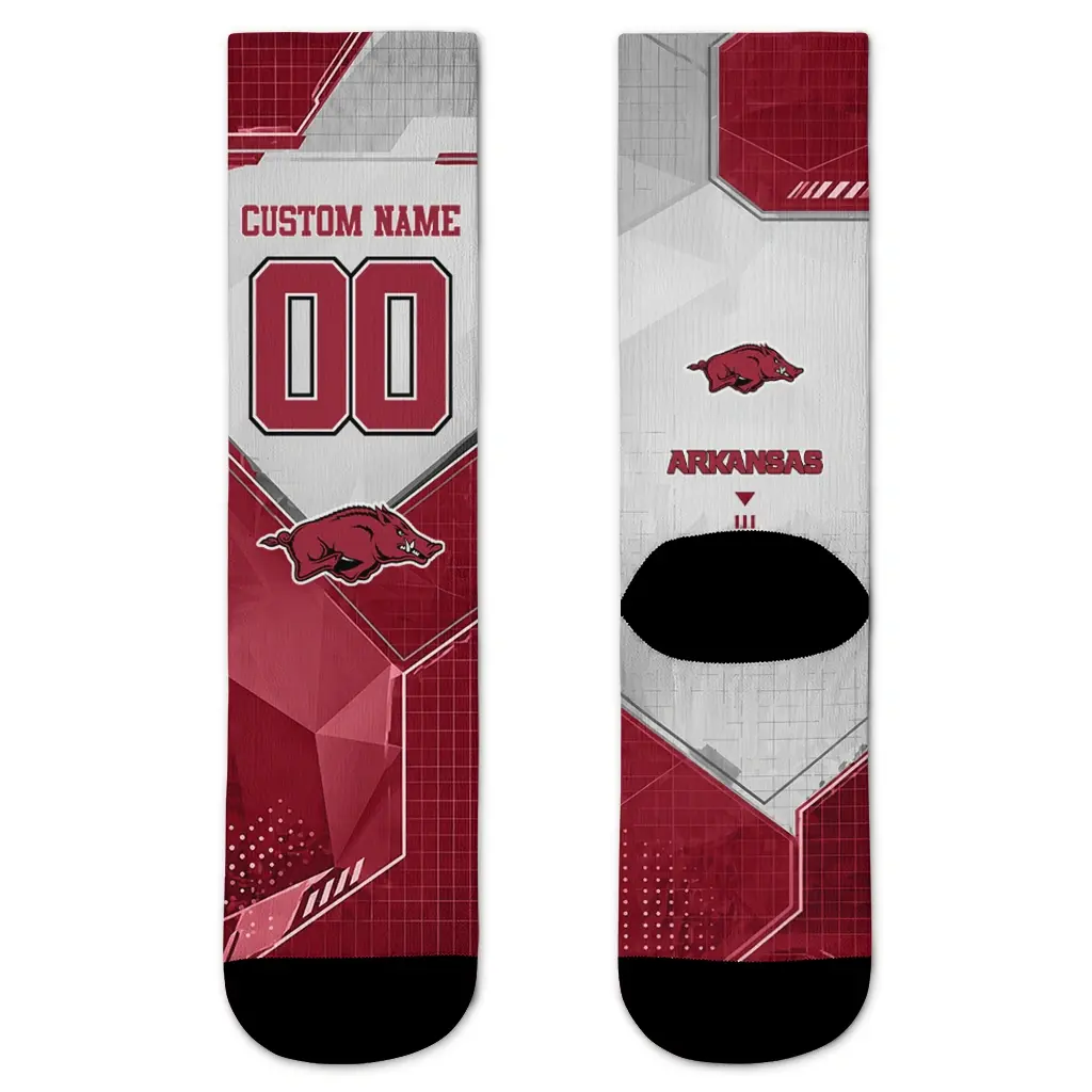 Arkansas Razorbacks Socks Customized Geometric Tech Red Best Selling Arkansas Razorbacks Socks Customized Geometric Tech Red Best Selling