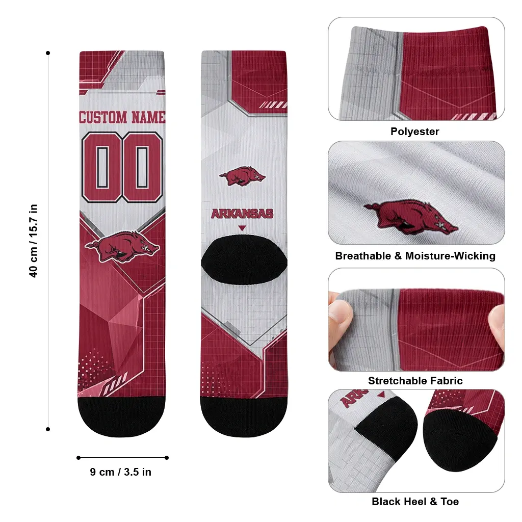 Arkansas Razorbacks Socks Customized Geometric Tech Red High Quality Arkansas Razorbacks Socks Customized Geometric Tech Red High Quality