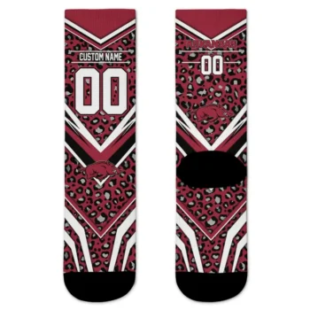 Arkansas Razorbacks Socks Customized Leopard Print Red Black Best Selling