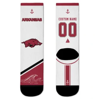 Arkansas Razorbacks Socks Customized Nautical Icons Red White Best Selling
