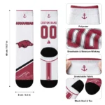 Arkansas Razorbacks Socks Customized Nautical Icons Red White Best Selling