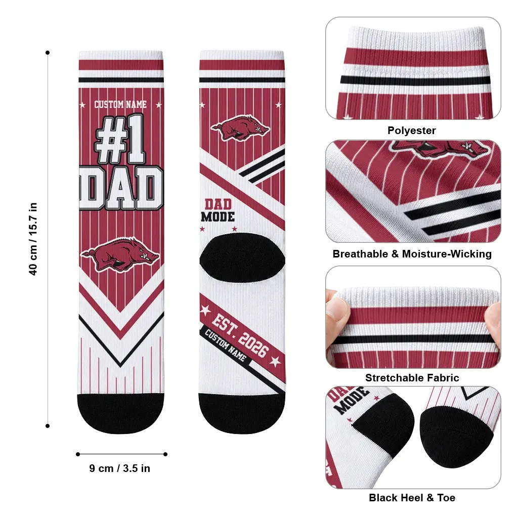 Arkansas Razorbacks Socks Customized Pinstripe Chevron Red White High Quality Arkansas Razorbacks Socks Customized Pinstripe Chevron Red White High Quality
