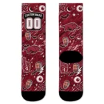 Arkansas Razorbacks Socks Customized Scattered Icons Red Best Selling