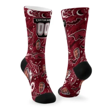 Arkansas Razorbacks Socks Customized Scattered Icons Red Fashion Forward