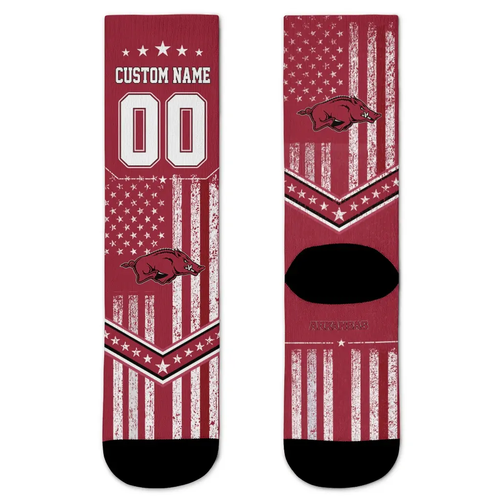 Arkansas Razorbacks Socks Customized Star Stripes Red White Best Selling Arkansas Razorbacks Socks Customized Star Stripes Red White Best Selling