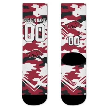 Arkansas Razorbacks Socks Customized Woodland Camo Red Best Selling