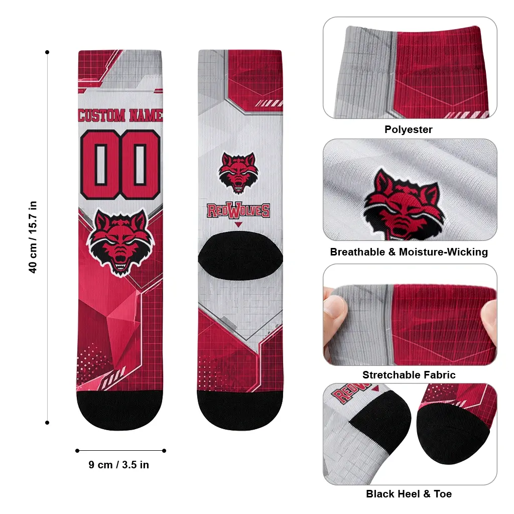 Arkansas State Red Wolves Socks Personalized Geometric Tech Scarlet High Quality Arkansas State Red Wolves Socks Personalized Geometric Tech Scarlet High Quality