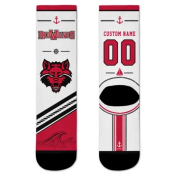Arkansas State Red Wolves Socks Personalized Nautical Icons Scarlet White Best Selling