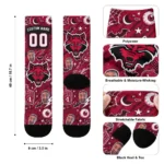 Arkansas State Red Wolves Socks Personalized Scattered Icons Scarlet Best Selling