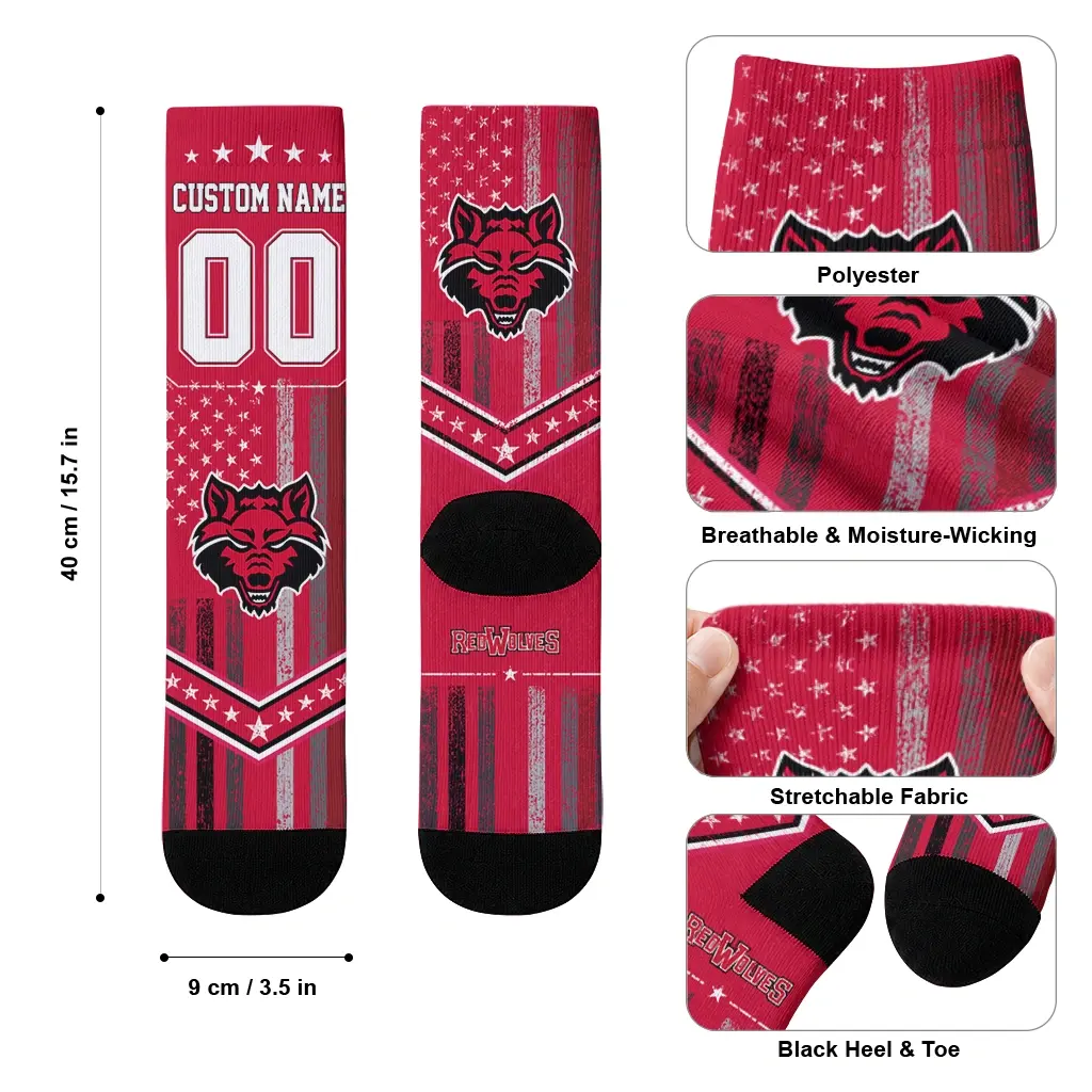 Arkansas State Red Wolves Socks Personalized Star Stripes Scarlet White High Quality Arkansas State Red Wolves Socks Personalized Star Stripes Scarlet White High Quality