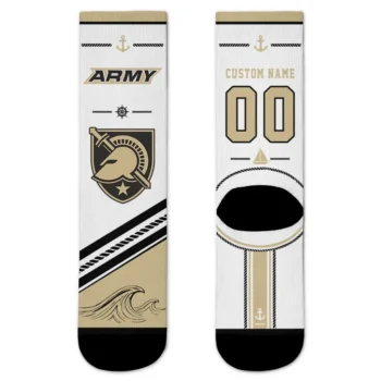 Army Black Knights Socks Personalized Nautical Icons Gold White Best Selling