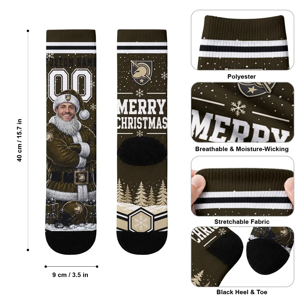 Army Black Knights Socks Personalized Snowy Scene Gold White High Quality Army Black Knights Socks Personalized Snowy Scene Gold White High Quality