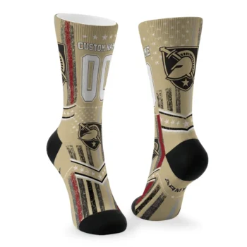 Army Black Knights Socks Personalized Star Stripes Gold White Fashion Forward