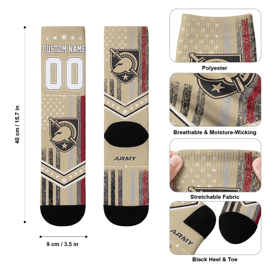 Army Black Knights Socks Personalized Star Stripes Gold White High Quality Army Black Knights Socks Personalized Star Stripes Gold White High Quality