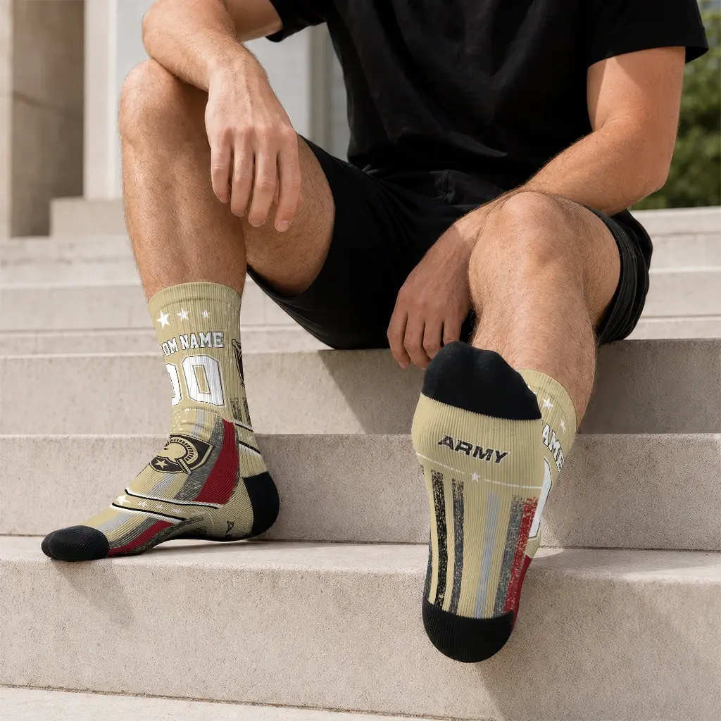 Army Black Knights Socks Personalized Star Stripes Gold White Latest Model Army Black Knights Socks Personalized Star Stripes Gold White Latest Model