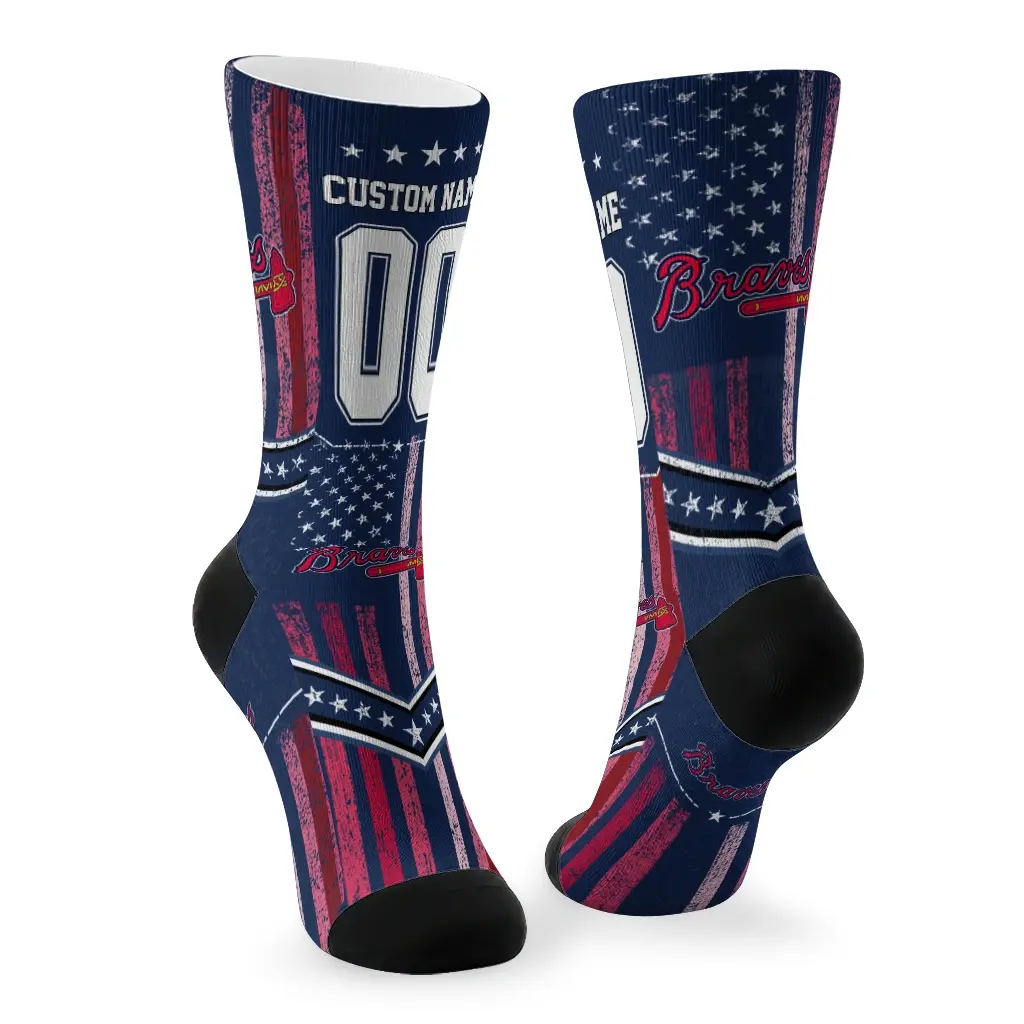 Atlanta Braves Socks Custom Star Stripes Navy White Fashion Forward Atlanta Braves Socks Custom Star Stripes Navy White Fashion Forward