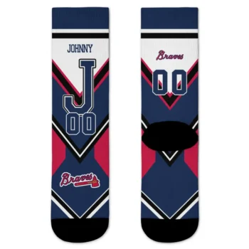 Atlanta Braves Socks Customized Arrow Blocks Navy Best Selling